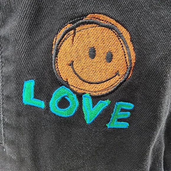 Forever 21+ Black Jacket With Embroidered Peace Sign "Black Is Power" Text Desig - Picture 4 of 12